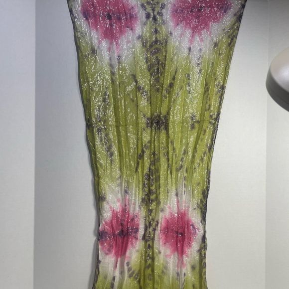 NWOT Tie Dye Viscose Scarf Green, Purple, Pink, White - Picture 4 of 14